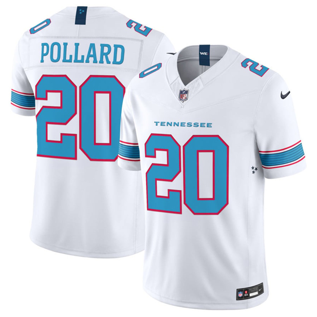 Men's Tennessee Titans #20 Tony Pollard White 2026 F.U.S.E. Vapor Limited Stitched Football Jersey